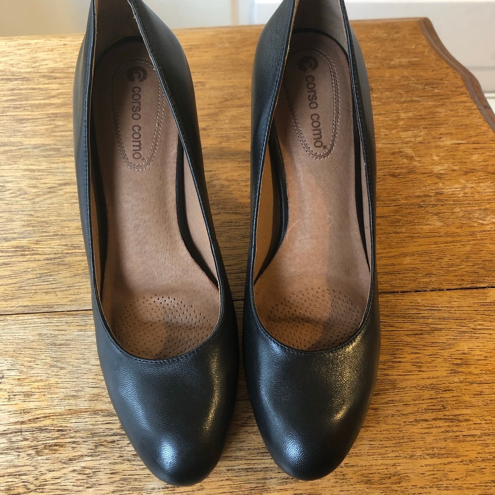 Black leather heels